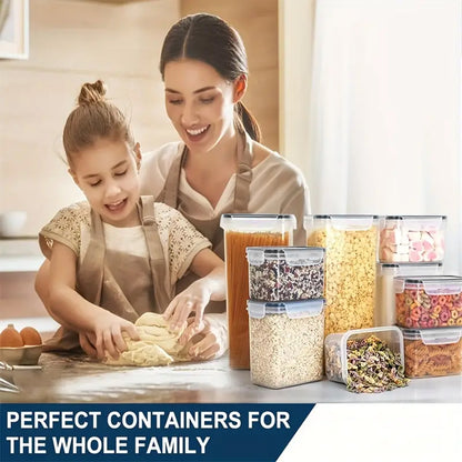 72/46 Contenitori Grandi Sigillati per Alimenti con COPERCHI, Contenitori in Plastica per la Conservazione di Cereali, per Organizzare e Conservare Zucchero, Farina e Articoli per Pasticceria in Cucine e Dispense, con Etichette e Segni