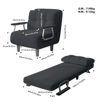Poltrona Convertibile, Divano Letto e Sedia a Sdraio 3 in 1 con Cinque Posizioni Regolabili per Schienale e Cuscino Seduta, Realizzata in Tessuto Velluto a Coste. Perfetta per Camere da Letto, Soggiorni e Appartamenti