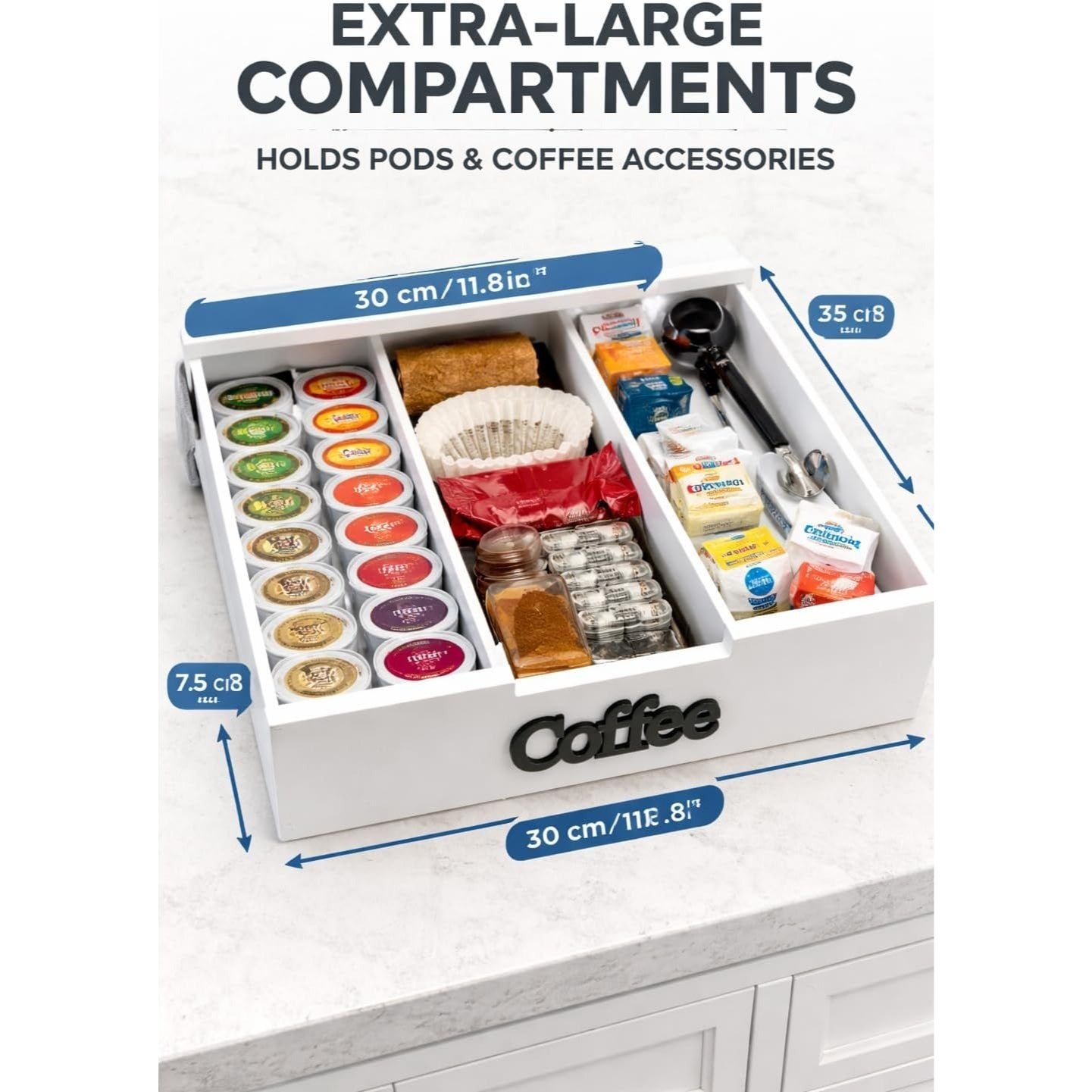 Cecaro Group Porta Cialde in Bambù con Cassetto (3 Scomparti) – Organizer Elegante per Cialde, Capsule e Tisane