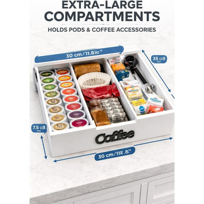 Cecaro Group Porta Cialde in Bambù con Cassetto (3 Scomparti) – Organizer Elegante per Cialde, Capsule e Tisane