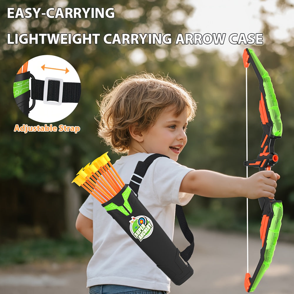 HYES 2 pezzi Arco e Freccia per Bambini, Set di Tiro con l'Arco con 24 Freccie a Ventosa, 1 pz Poggiatesta, 6 pz Bersagli di Punteggio e 2 pz Cestini, Regali Sportivi Indoor Outdoor per Bambini e Bambine dai 3 ai 8 Anni, Natale, Regalo di Compleanno