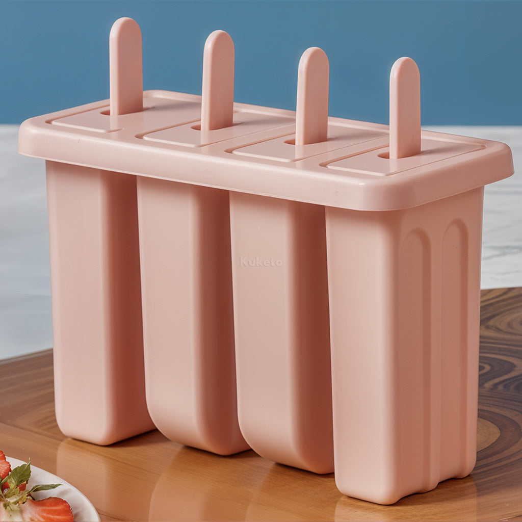 Kuketo - Set Gelati 8 Pezzi per Casa - Set con Inserto e Bastoncini Riutilizzabili, Stampo per Fare Gelati, Sorbetti, Snack, per Congelare Succhi, Yogurt e Latte, con Coperture e Supporto, Materiale Sicuro, Facile Rimozione, Ideale per Bambini e Adulti, S
