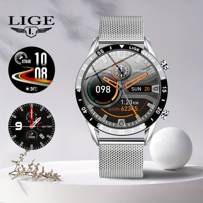 Orologio Intelligente LIGE con Schermo Touch Completo da 3,53 cm. Funzione di Controllo Musicale/Avviso Informazioni Chiamate/Conteggio Calorie. Orologi da Polso Sportivi Multifunzionali per Esterni per Android e iPhone. Adatto per Regali a Uomini