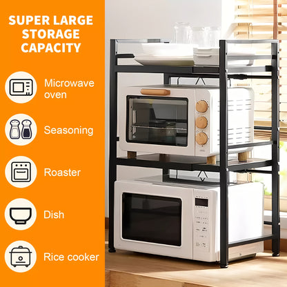 Scaffale Espandibile a 3 Livelli con 6 Ganci e 3 Porta Asciugamani; Scaffale per Garage, Cucina, Armadio; Estensibile da 40cm a 64cm; Adatto per Garage e Cucine (Bianco, Nero)