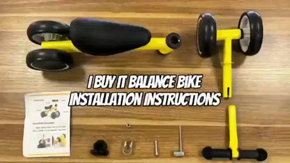I BUY IT Bici in equilibrio per bambini - Bici leggera per bambini piccoli con telaio robusto e base ampia, 4 opzioni di colore (Rosa/Rosso/Verde/Blu/Giallo) - Bici addestramento senza pedali con sistema di freno lineare e ruote basse per bambini e bambin