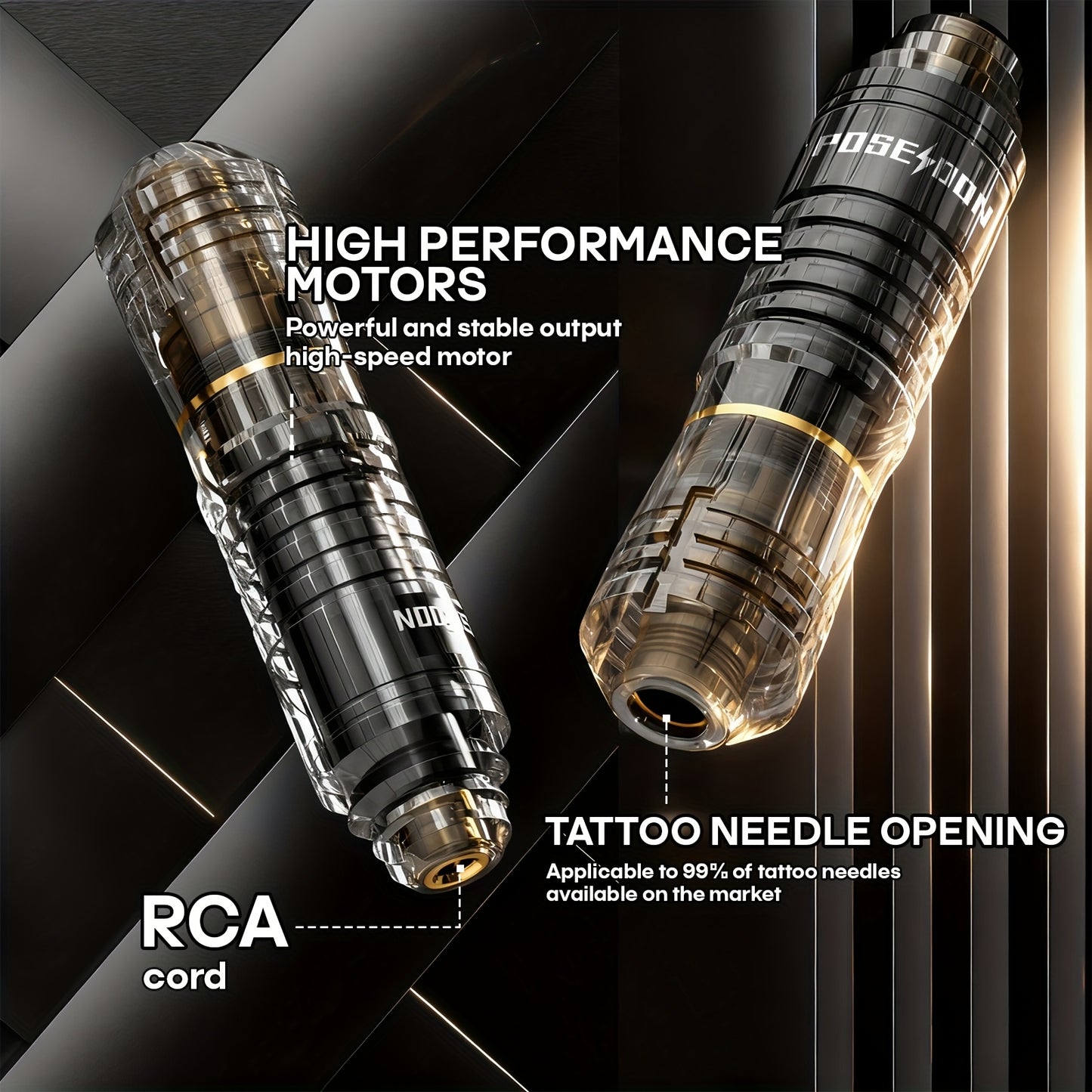 POSEIDON Kit Completo per Tatuaggio Rotativo con Display Digitale e Batteria da 1200mAh - Pistola per Tatuaggio Senza Fili con 10 Aghi e Cartucce, Kit Completo per Tatuaggio con 6 Colori di Inchiostri, Accessori per Tatuaggio per Principianti