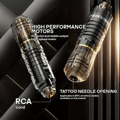 POSEIDON Kit Completo per Tatuaggio Rotativo con Display Digitale e Batteria da 1200mAh - Pistola per Tatuaggio Senza Fili con 10 Aghi e Cartucce, Kit Completo per Tatuaggio con 6 Colori di Inchiostri, Accessori per Tatuaggio per Principianti