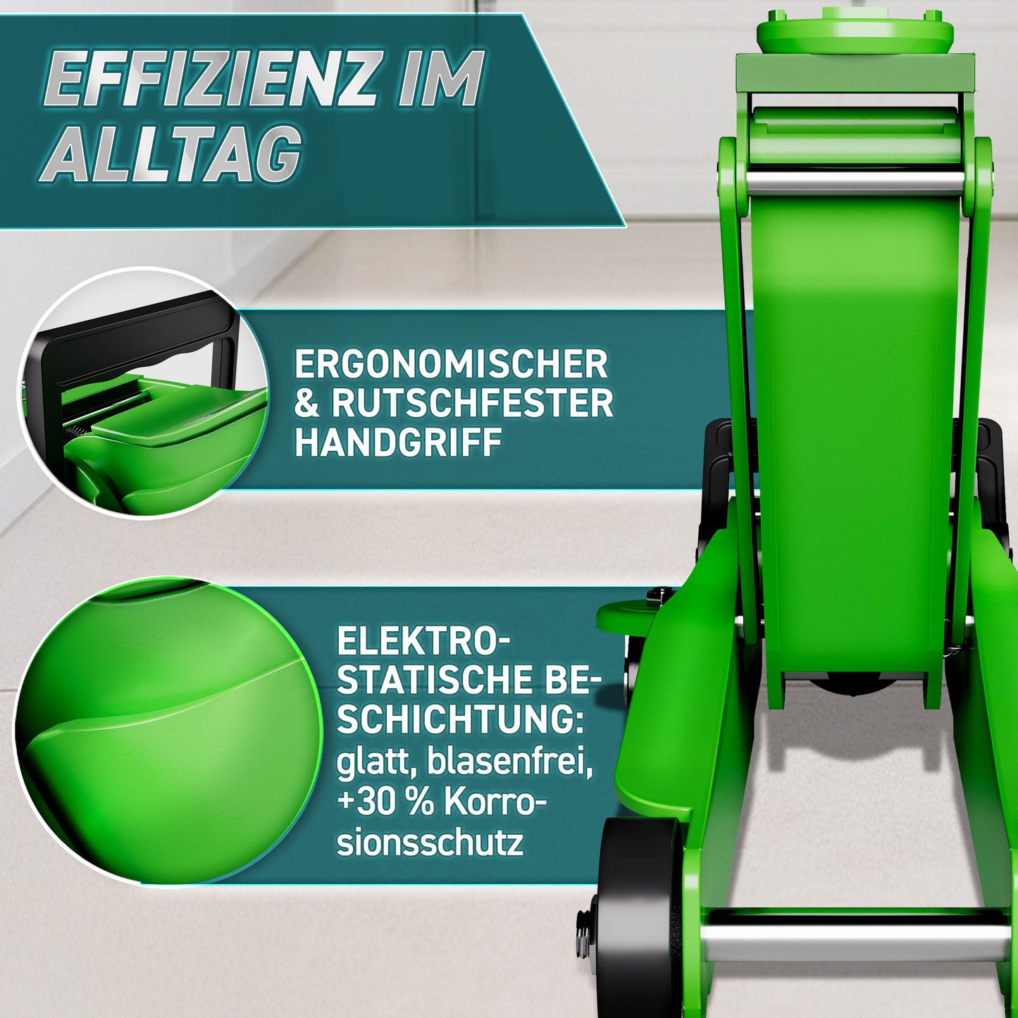 Cric idraulico per auto TRESKO® 2.5 - 3T | Cric idraulico per spostamento auto e SUV con ruote piane e a 360°, include 2 guarnizioni in gomma, tappetino protettivo, guanti