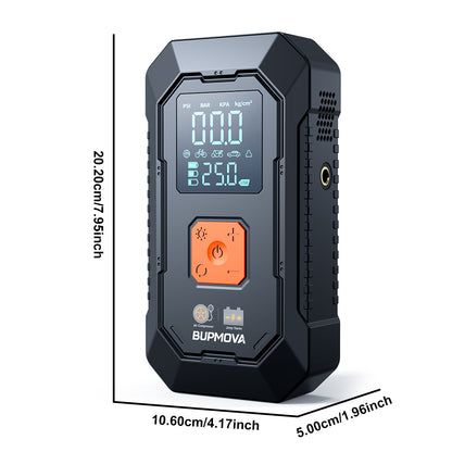 Avviatore di emergenza per auto 8500A con compressore d'aria, pompa di gonfiaggio per pneumatici senza fili, booster per batteria con power bank e torce LED, doppio display della pressione dell'aria