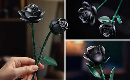 Ornamenti da scrivania gotici - Serie Dark Bouquet di rose nere fiori sintetici Puzzle fai da te pezzo decorativo - Rosa adatta come regalo di compleanno statuine da collezione