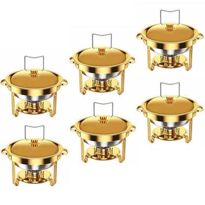 Scaldavivande da buffet in acciaio inossidabile dorato 1/2/4/6 con coperchio per catering, ideale per matrimoni/banchetti di Capodanno, solo per cucinare (solo per cucinare)