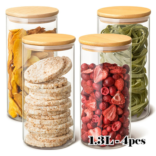/4 barattoli da cucina in vetro, bambù per cucina e zona pranzo – vista principale