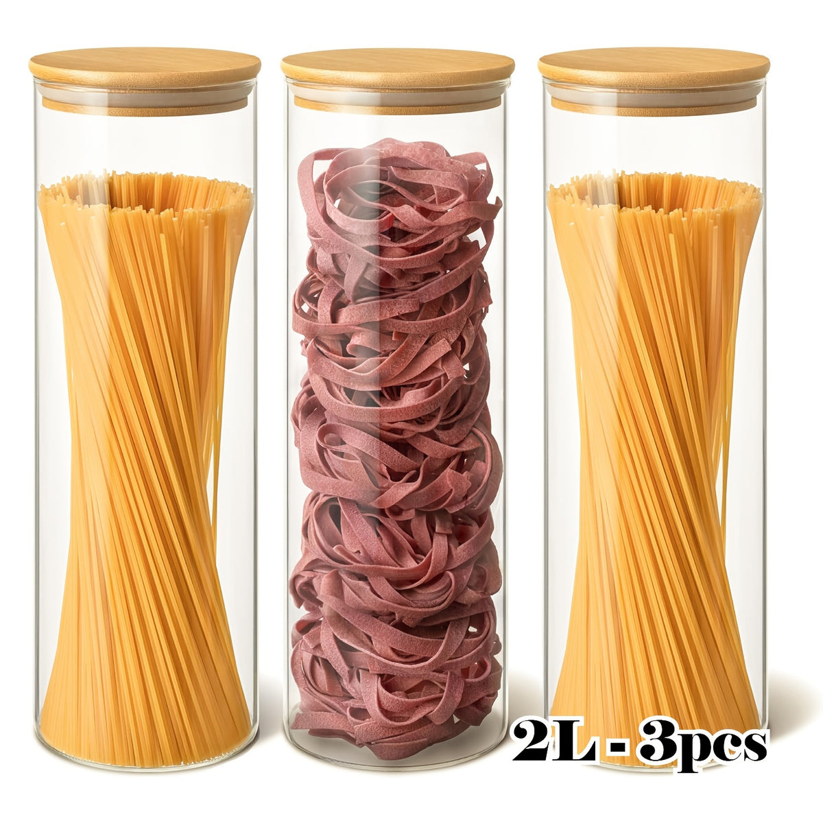 /4 barattoli da cucina in vetro, bambù per cucina e zona pranzo – vista dettagliata 2