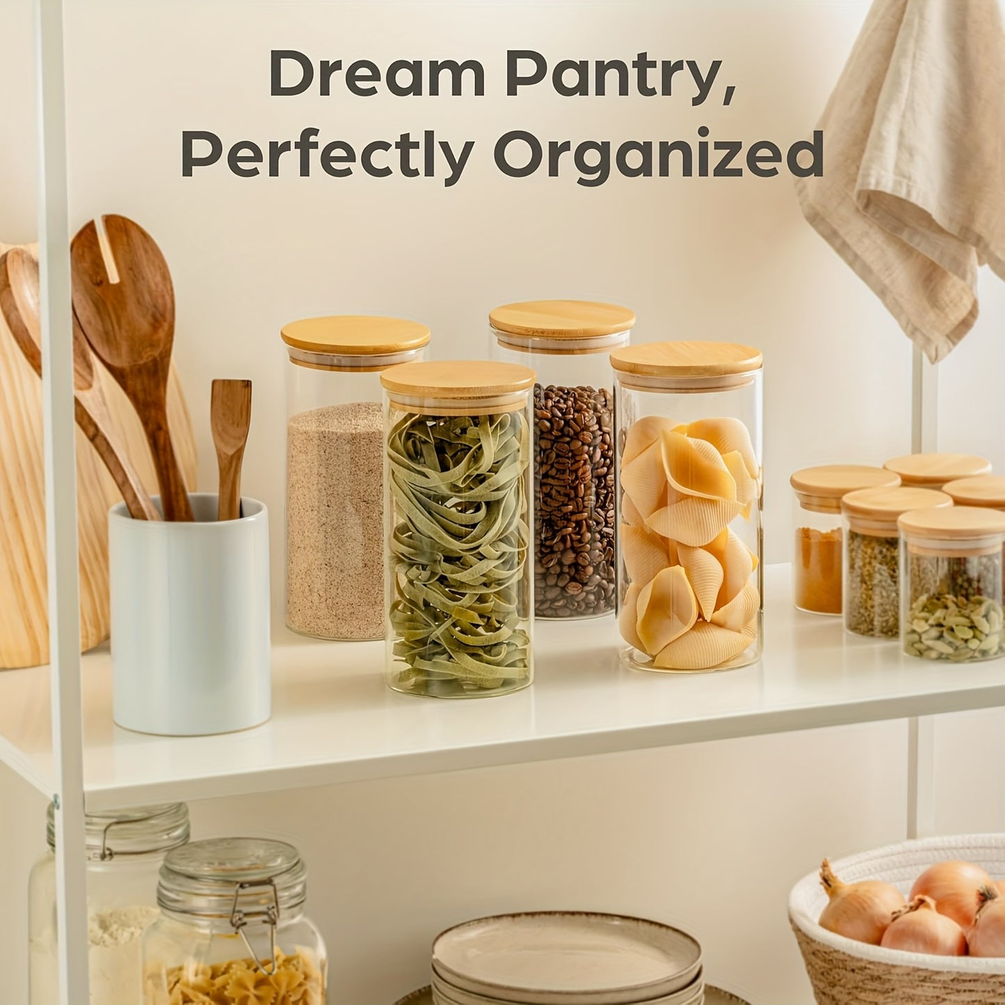 /4 barattoli da cucina in vetro, bambù per cucina e zona pranzo – vista dettagliata 4