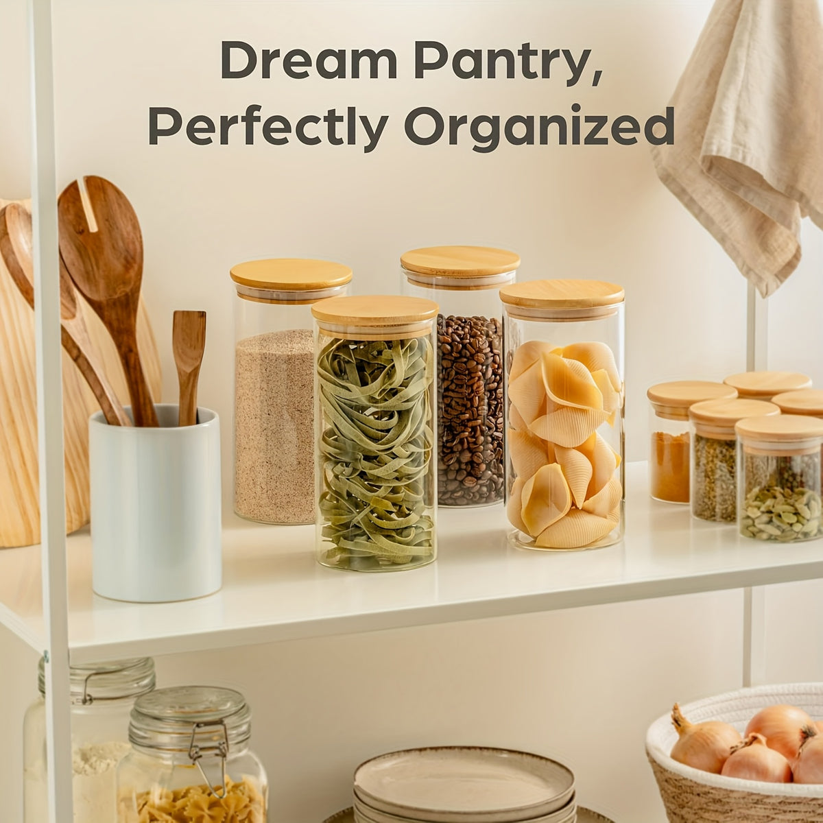 /4 barattoli da cucina in vetro, bambù per cucina e zona pranzo – vista dettagliata 4
