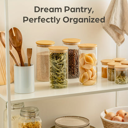 /4 barattoli da cucina in vetro, bambù per cucina e zona pranzo – vista dettagliata 4