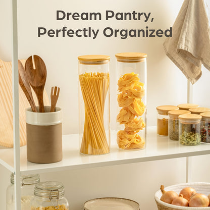 /4 barattoli da cucina in vetro, bambù per cucina e zona pranzo – vista dettagliata 5