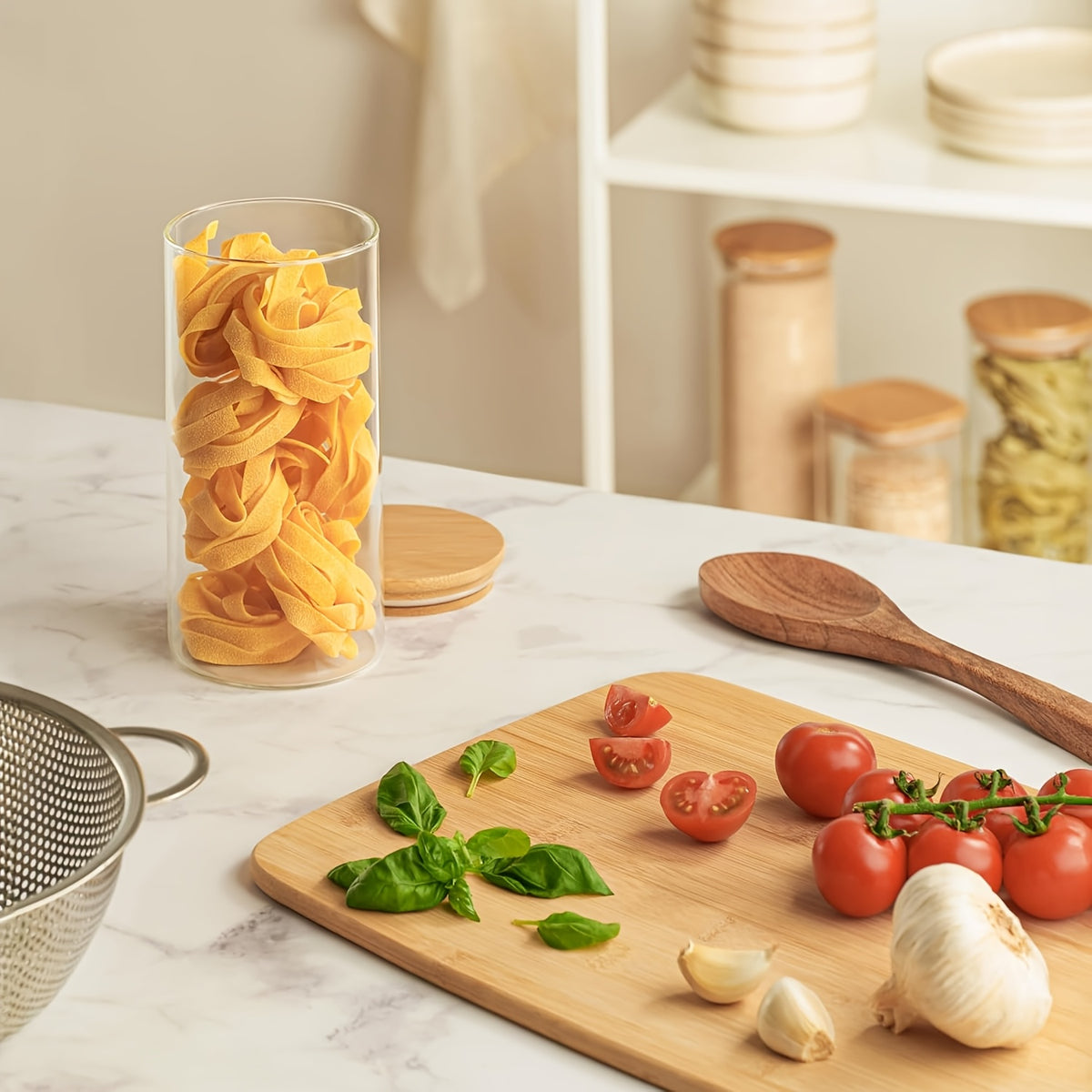 /4 barattoli da cucina in vetro, bambù per cucina e zona pranzo – vista dettagliata 7