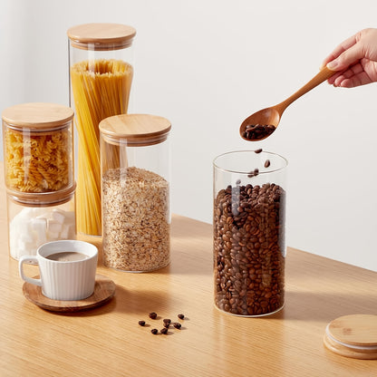 /4 barattoli da cucina in vetro, bambù per cucina e zona pranzo – vista dettagliata 12