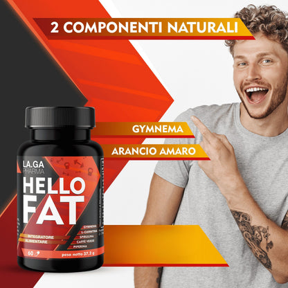 HelloFat – Integratore con Cromo, Gymnema e Spirulina | 60 Capsule | Supporto per il metabolismo dei carboidrati e i livelli di glucosio | Qualità Italiana