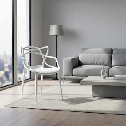 Baroni Home Set 4 Sedie in Plastica Bianca – Sedie Impilabili, Pronte all’Uso Senza Montaggio, Facili da Pulire, con Piedini Antiscivolo per Maggiore Stabilità – Ideali per Cucina, Soggiorno, Sala da Pranzo, Giardino, Terrazzo o Balcone – Sedute Comode e