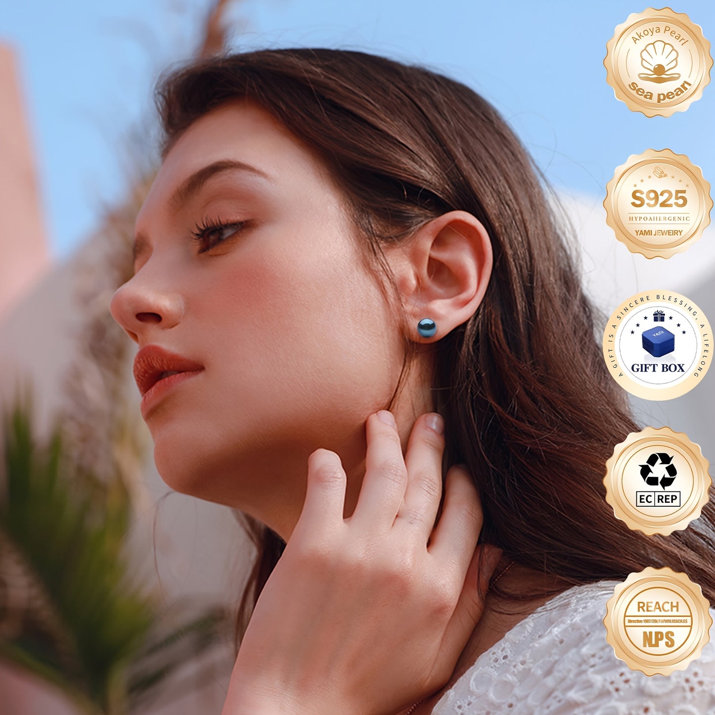 Orecchini rotondi neri in perle di mare coltivate in acqua salata, argento sterling S925, per mamma, fidanzata, amante, il miglior regalo per tutte le feste