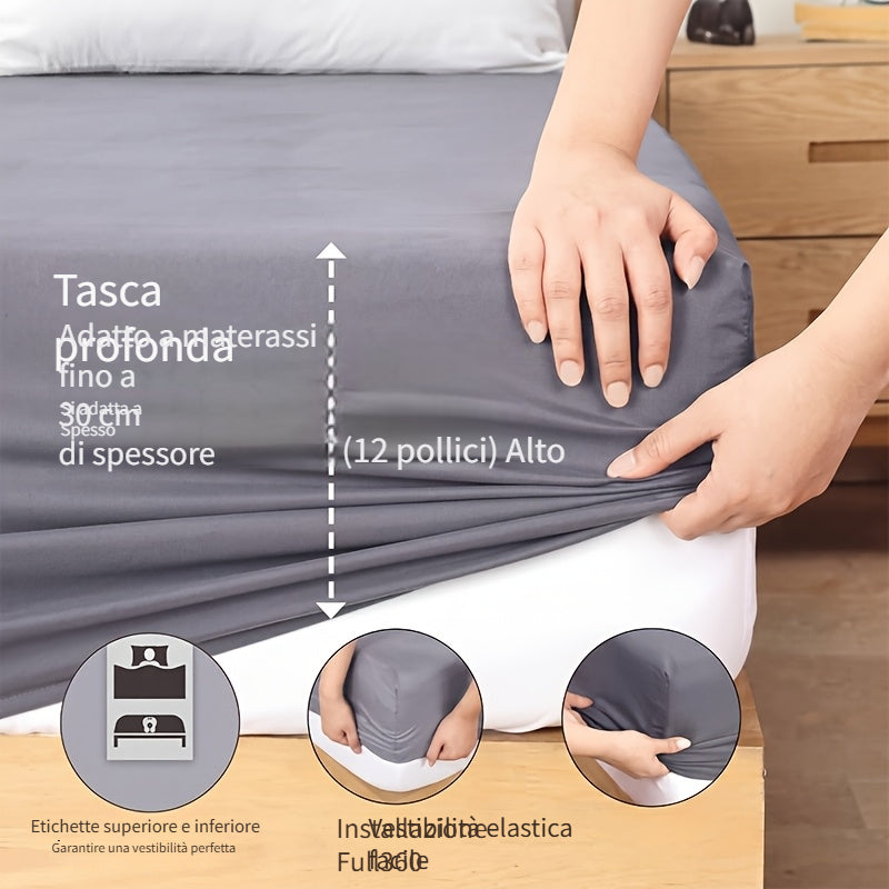 1 pezzo Lenzuolo con angoli puro, tinta unita, ultra morbido con tasche profonde e fascia elastica, traspirante e delicato sulla pelle, cerniera letto cuscino oído cesta euforia e strà di protrazione + elastico, cappio e laccio, bordo a nastro e fodera pe