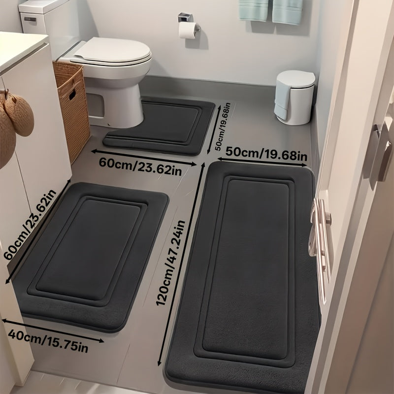 Set di 3 tappeti antiscivolo per bagno, tappetino da bagno ispessito super assorbente, tappetino morbido ad asciugatura rapida, con tappetino per WC a forma di U, tappetino per pavimento del bagno, tappetino da doccia, vasca da bagno, box doccia, accessor