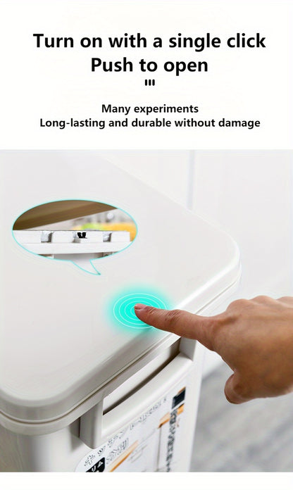 Pattumiera stretta da cucina da 32L con coperchio, raccolta differenziata con divisorio o doppi contenitori interni, a pedale per separazione di rifiuti asciutti e umidi, contenitore per rifiuti in plastica salvaspazio per cucina e bagno