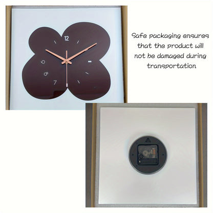 Orologio da Parete Floreale Nero - Opera d'Arte Unica Realizzata a Mano | Orologio Quadrato in Vetro da 12 Pollici | Movimento Silenzioso Senza Ticchettio | Alimentato a Batteria | Arredamento Moderno per la Casa | Ideale per Soggiorni, Camere da Letto e