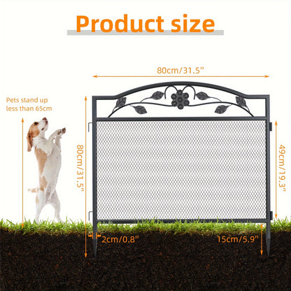Recinto decorativo a 5 pannelli per cani, recinzione da giardino in metallo nero, barriera per animali per giardino esterno, cortile, patio, antiruggine