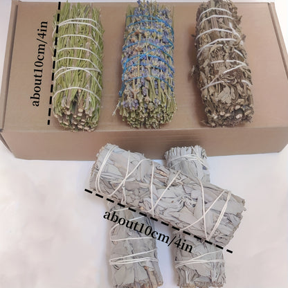 1 Set di Incenso Contiene Rosmarino, Lavanda, Bastoncini di Artemisia e Salvia per Purificazione Energetica, Regalo Combinato per la Pulizia della Casa e Meditazione, Decorazione Domestica, Perfetto per il Ringraziamento