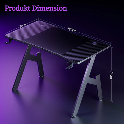 Scrivania da gaming 80/100 cm con superficie in fibra di carbonio, scrivania per computer a forma di A, tavolo da gaming, workstation ergonomico per pz, mobili per la casa, scrivania per l'ufficio domestico, regalo per uomo, locale