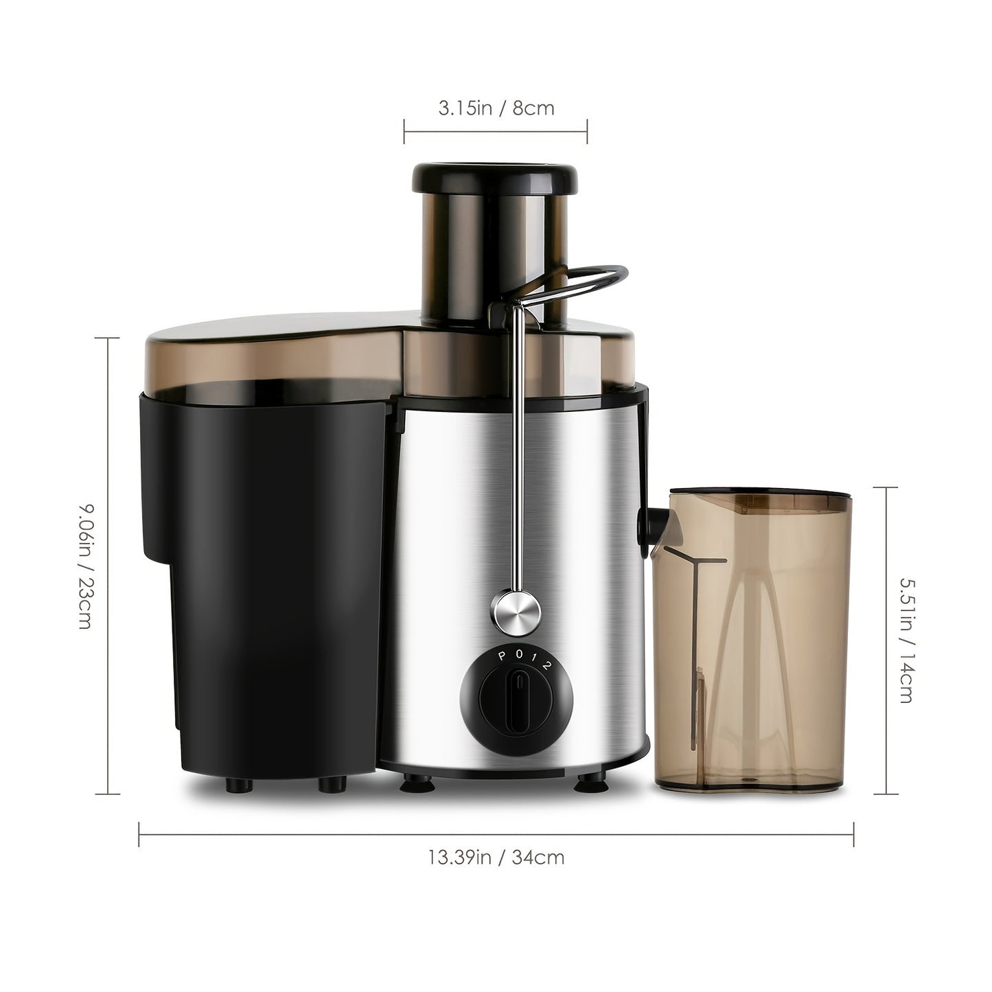 Centrifuga Estrattore, 400W con Funzione -goccia e Protezione da Surriscaldamento, Include Spazzola per la Pulizia, Estrattore per Frutta e Verdura in Acciaio Inox, 3 Velocità, Facile da Pulire, Piedini Antiscivolo, Ideale per Single o Piccole Famiglie