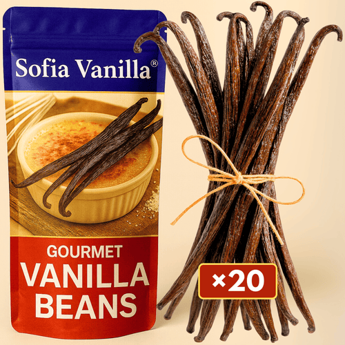 20 Bacche di Vaniglia Premium • Vaniglie di Qualità A • Bacca Morbida e Saporita • Ideali per Pasticceria e Cucina • Risigillabili - Lunga Durata di Freschezza • Selezione Prestige Vaniglia Sofia