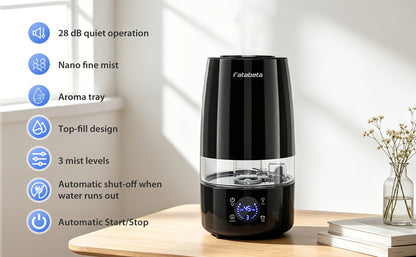 Display per umidificatore e diffusore di aromi super grande da 4,5L, funzionamento silenzioso, spegnimento automatico e timer, adatto per camera da letto, soggiorno, ufficio, serbatoio rimovibile, filtro in ceramica, custodia in ABS, per umidificatori int