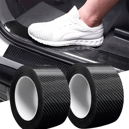 2 Rotoli di Protezioni per Bordi Portiere in Fibra di Carbonio 3D Nano - Nastro Adesivo PVC Impermeabile e Antigraffio, Pellicola Protettiva Antiurto (Nero), Copriporte Auto, Design Superficie Testurizzata, Materiale Resistente ai Graffi
