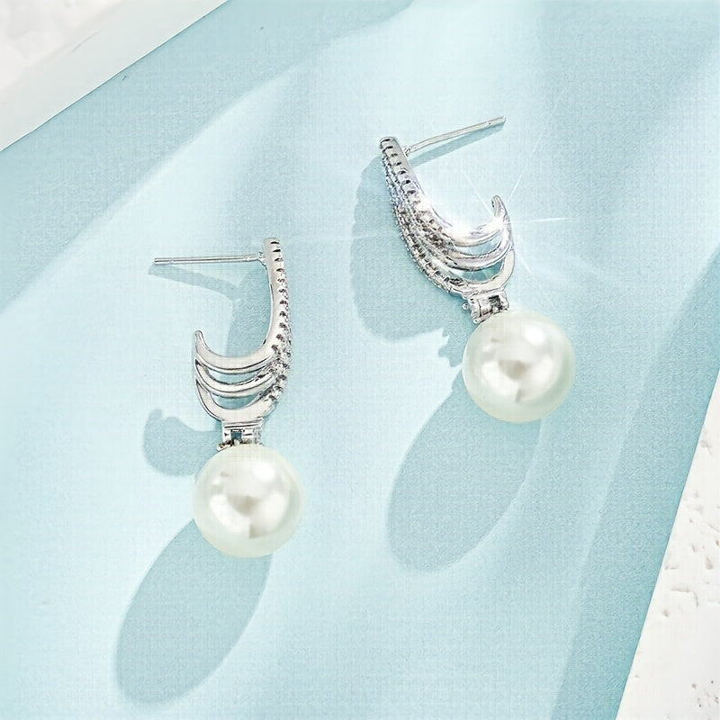 Eleganti e lussuosi orecchini di perle in argento 925, forniti in una confezione regalo di alta qualità