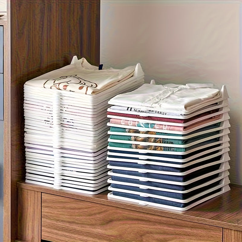 20 Tavole Impilabili per Riporre Vestiti, Organizzatori per Armadio in Plastica, Salvaspazio, Leggere e Portatili, Adatte per Armadi, Dormitori e Uso Domestico, Scaffali per Vestiti Facili da Pulire, Adatte per Camicie, Vestiti, Jeans
