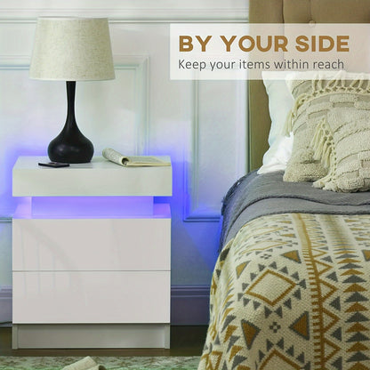 Comodino moderno con luce LED, 2 cassetti e 3 cassetti, comò a cassetti a specchio lucido, tavolino da notte per camera da letto e soggiorno