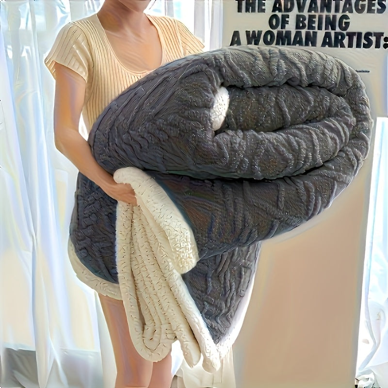 Coperta in Pelliccia Sintetica Jacquard Premium - Tessuto Ultra Morbido Simile al Velluto, Ipoallergenica e Antistatica - Bordi Cuciti a Doppio Strato per Maggiore Durata - Calore Invernale Accogliente - Lavabile in Lavatrice, Leggera, Ideale per Regali d