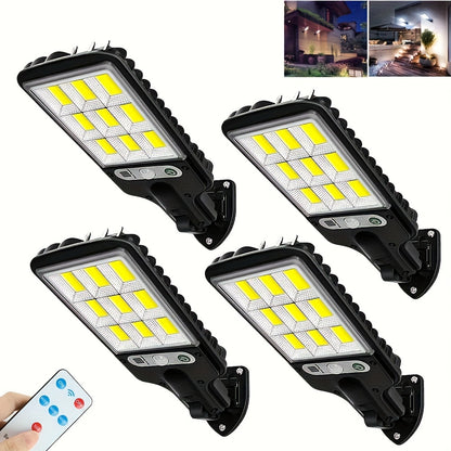 Lampioni Solari da 8/4/2 pz, Luce Solare da Esterno con Telecomando, 108 LED IP65, 3 Modalità di Illuminazione, Irradiatore Solare con Sensore di Movimento PIR, Lampada da Parete di Sicurezza per Esterno, Cortile, Stadio, Area Giochi, Giardino, Patio, Dec