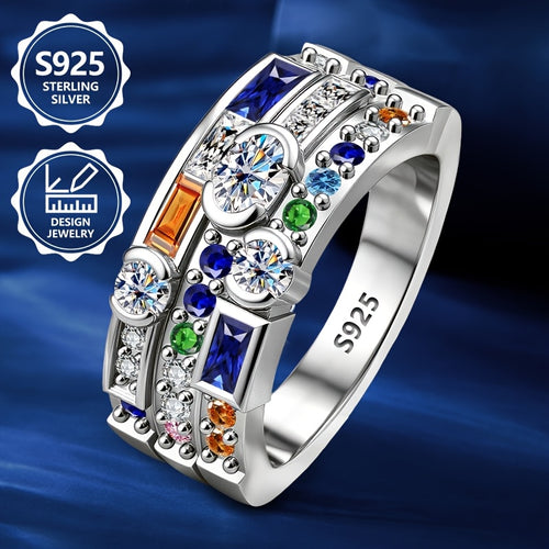 Anello da donna in argento sterling 925, squisito e alla moda, elegante e di tendenza, un anello di gioielleria da donna di alta gamma con un'aspetto raffinato, adatto per viaggi di vacanza, uso quotidiano e un regalo commemorativo ideale per gli amici