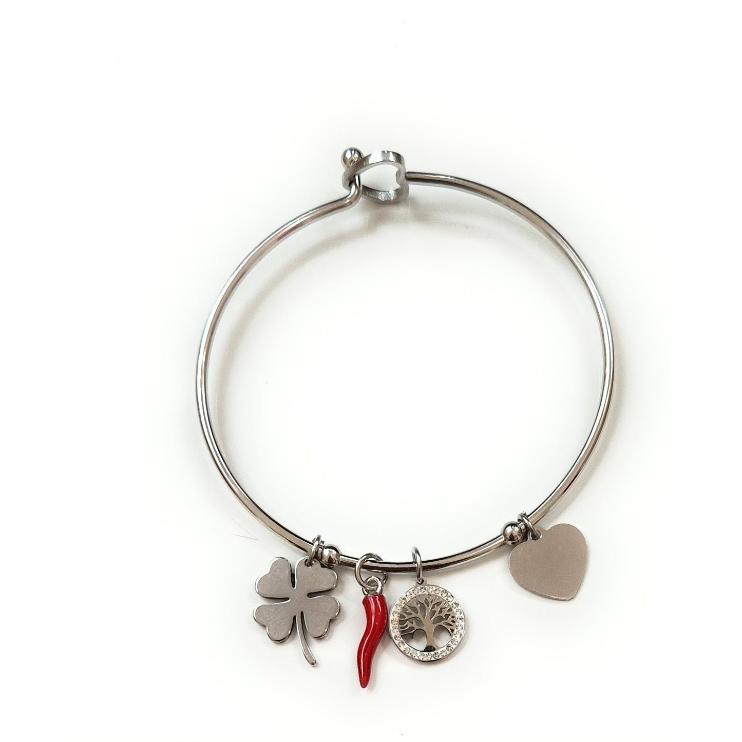 Bracciale donna rigido con corno Portafortuna