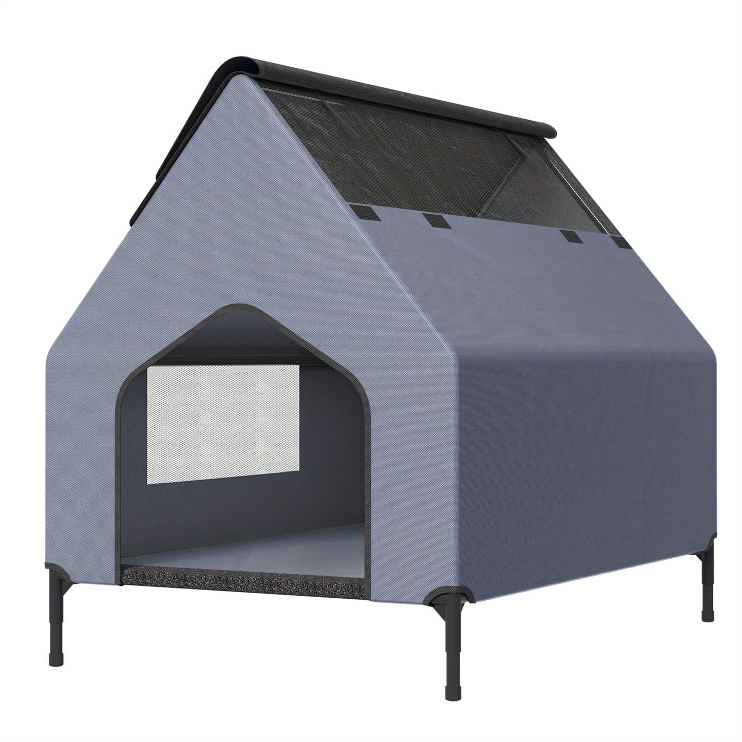 Casina per Cani Grigia con Porta e Finestra, Adatta per Uso Interno/Esterno