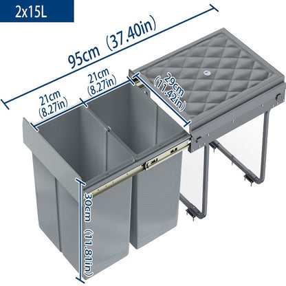 Bidone della Spazzatura Integrato per Cucina, Bidone Estendibile con Rotaie Telescopiche da Sotto Mobile, Grigio