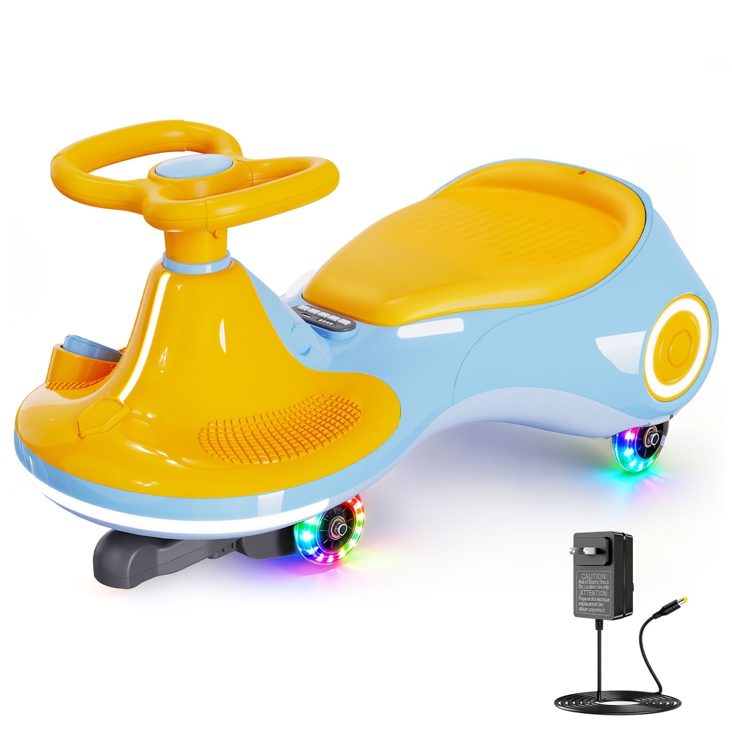 Macchinina a Pedali Oscillante, Giostrina Altalena 2 in 1, Protezione -Ribaltamento, Capacità 150 Lbs per Bambini e Bambine dai 3 Anni in Su, Regalo Ideale per Feste/Compleanno (Viola/Giallo/Blu)