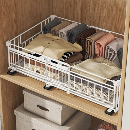 Organizzatore estraibile espandibile per armadietti, confezione da 1/2, ringhiera rialzata da 16.99 cm, larghezza regolabile da 32.99 cm a 50.98 cm, 3 guide, adesivo, non necessita di fori, stacca e incolla, cassetti estraibili adesivi per armadietti, cap