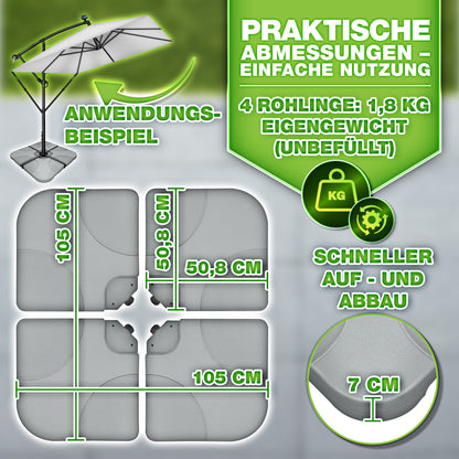Tillvex® Supporti per Ombrelloni da Sole 60 Litri / 80 Kg - 4 Parti per Ombrellone con Semaforo Incluse Connettori in Metallo | Peso Ombrellone Riempibile con Acqua o Sabbia | Supporto per Ombrellone Resistente alle Intemperie per Balcone Esterno, Terrazz