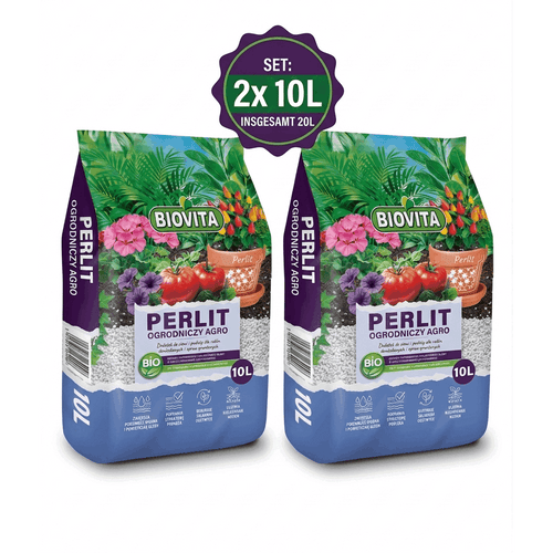 BIOVITA Perlite 20L - Perlite per Piante per Miglioramento del Substrato del Suolo - 3-6Mm - Miglioramento del Suolo - Substrato per lo Stoccaggio dell'Umidità - Ideale per Giardino e Piante da Interno